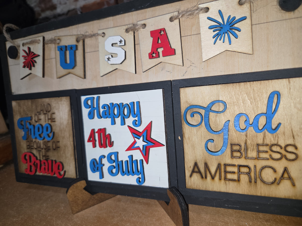 Patriotic Memorial Day Independence Day 4th of July Insert Kit for Interchangeable Frame Can Fit Arch, Rectangle, or Square Frame FRAMES SOLD SEPARATELY if4th