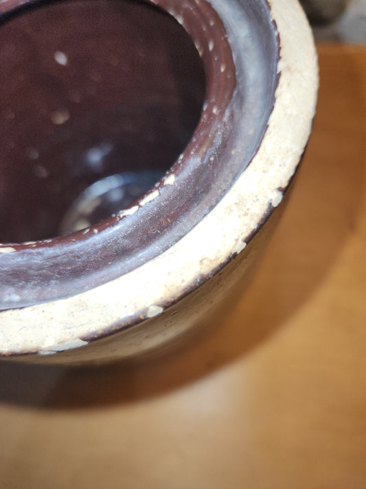 Antique Brown Glazed Stoneware Crock Jar cr5