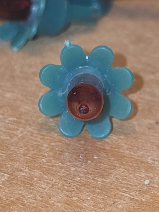 Vintage Green Plastic 8 Point Flower Shaped for Christmas Tree Light String set of 25 AS IS