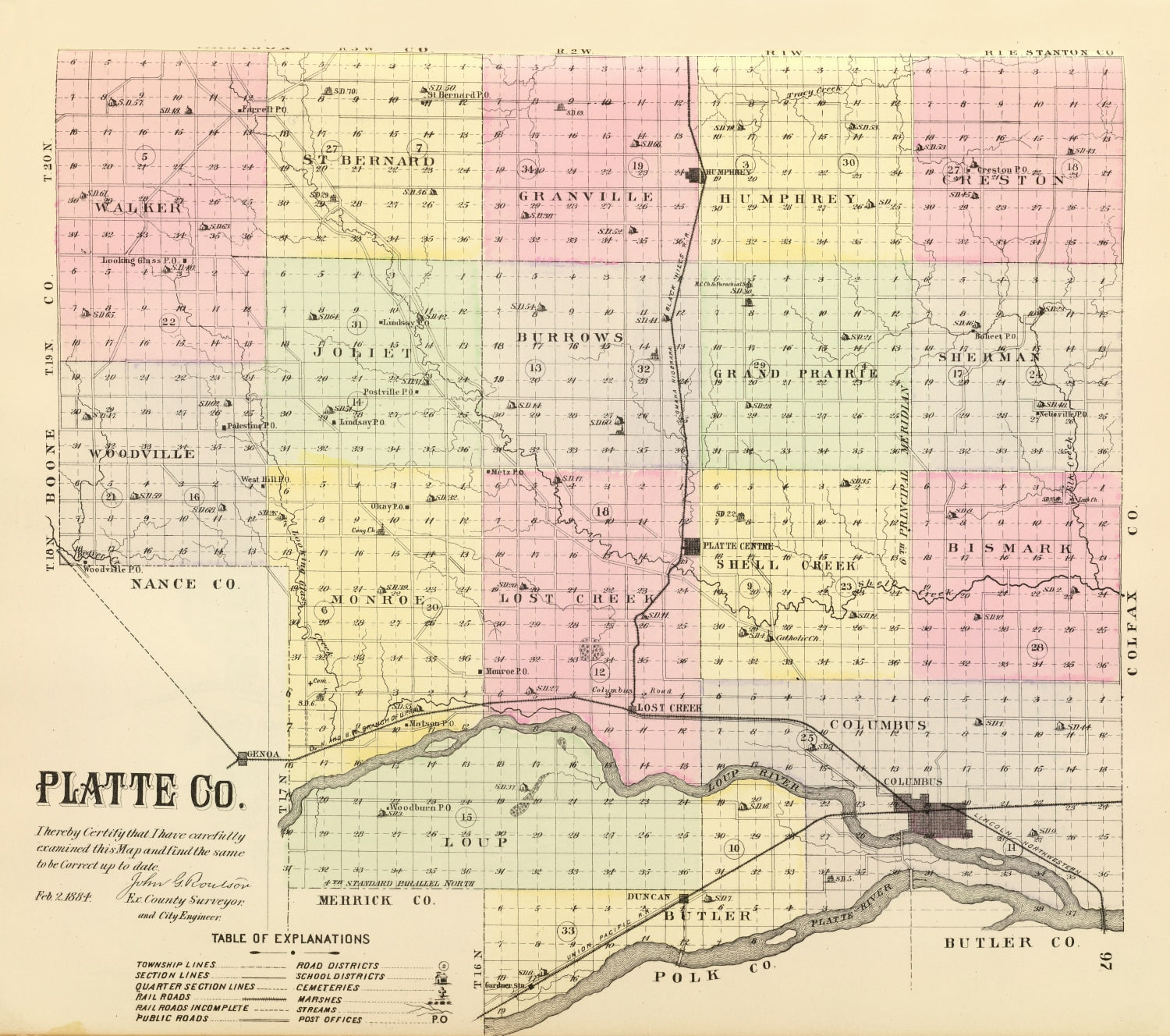 Vintage Maps of Nebraska Town, City, County, Township