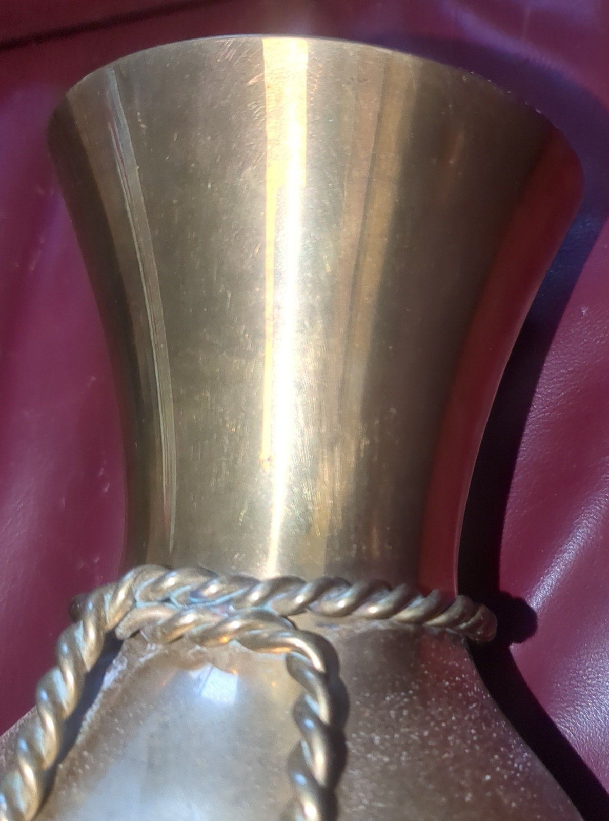 Vintage Brass Vase with Rope Tie Made in India br90