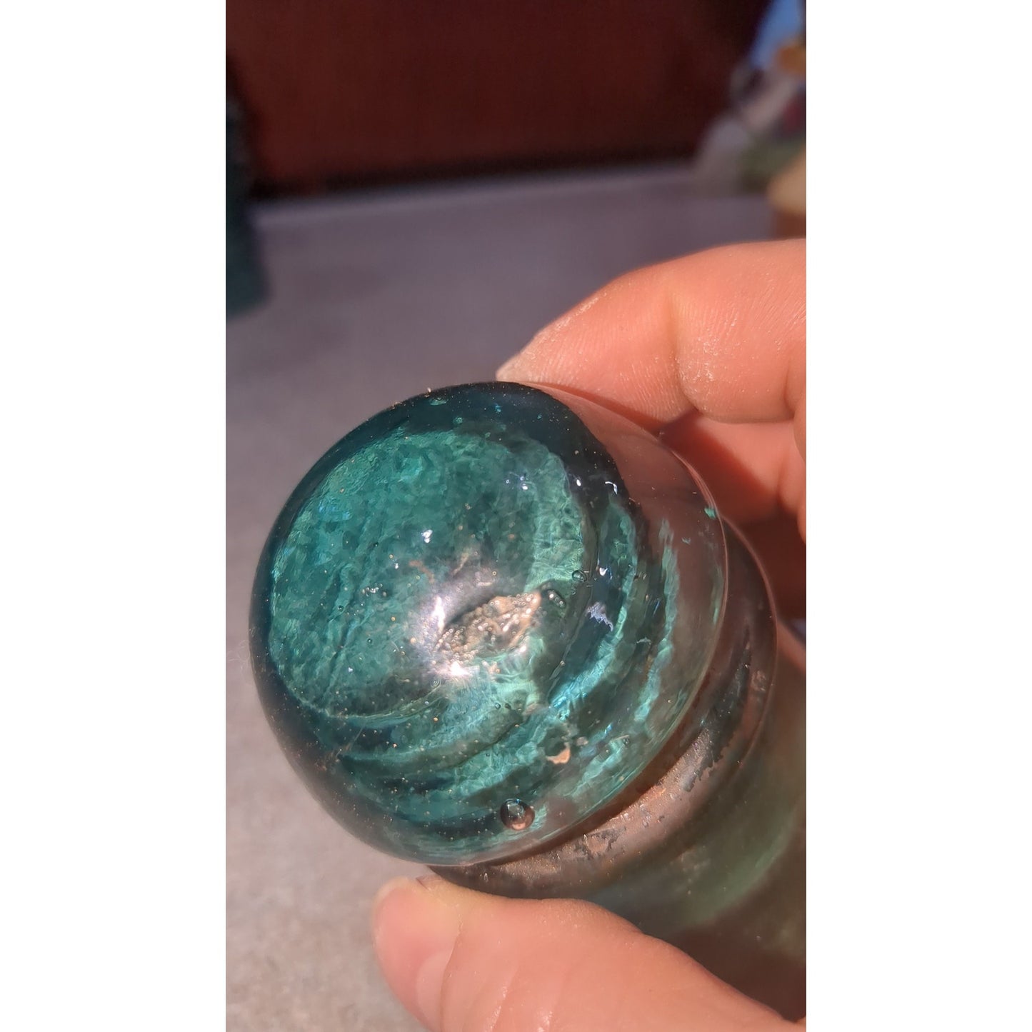 Vintage Insulator Aqua Blue Green Glass Double Star Embossed Pony Telephone si8