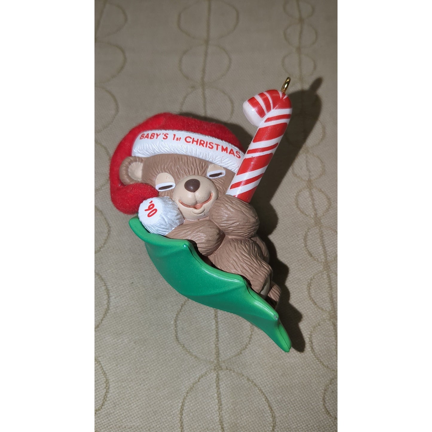 Vintage Hallmark Keepsake Ornament Baby's First Christmas 1990 Bear Handcrafted