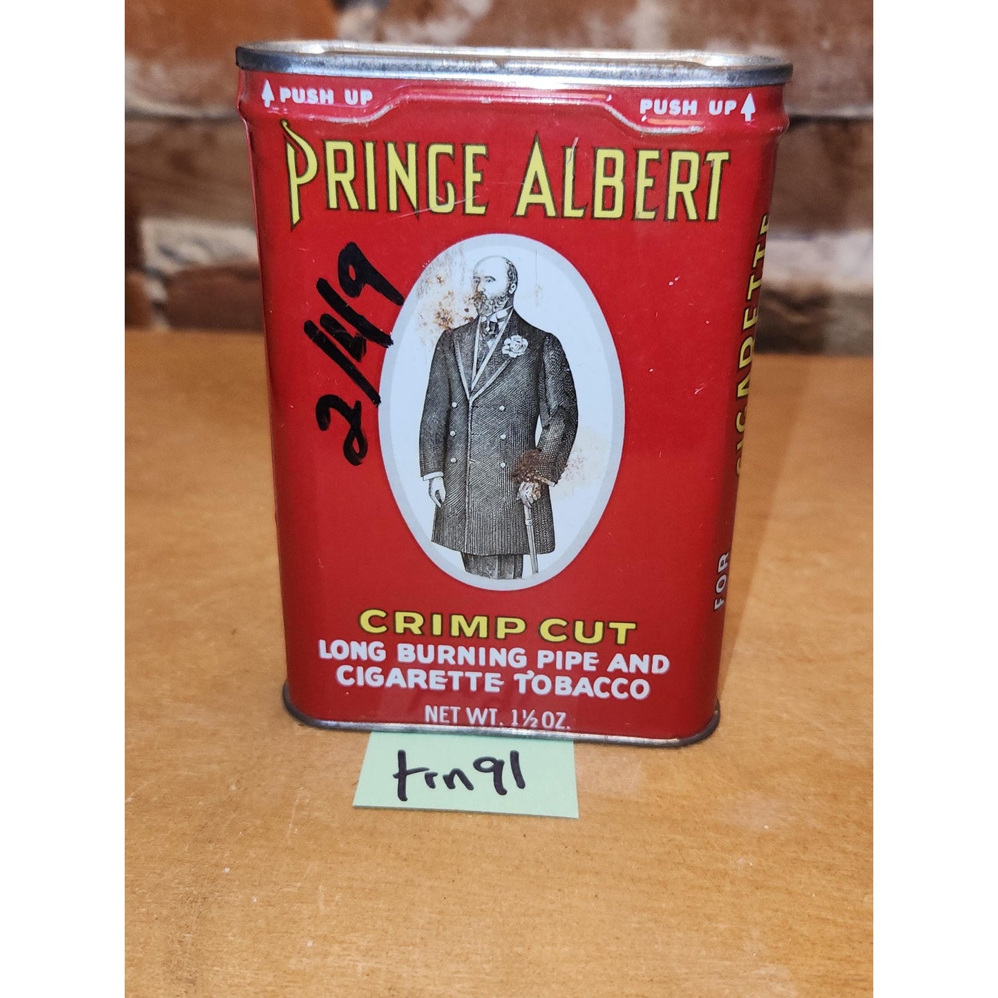 Vintage Prince Albert Tobacco Tin Pipe and Cigarette 1 1/2 oz R J Reynolds Tobacco Co. Winston-Salem N.C. Choice of 1
