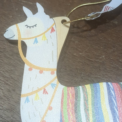 Birch Wood Llama Ornament Recyled