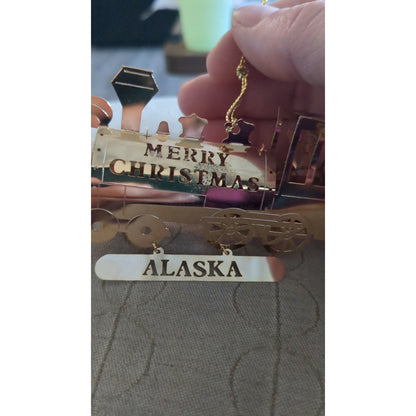 Vintage Brass 3-D Locomotive Train Alaska Original Box