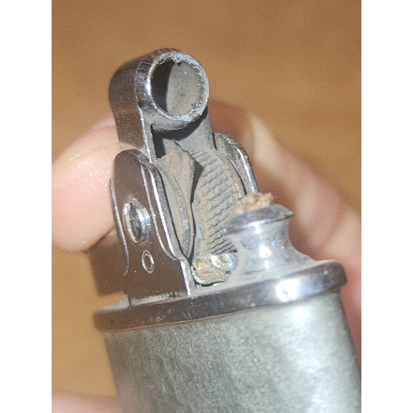 Vintage Ronson Princess Pocket Lighter Refillable Silver Hammered AS IS li9