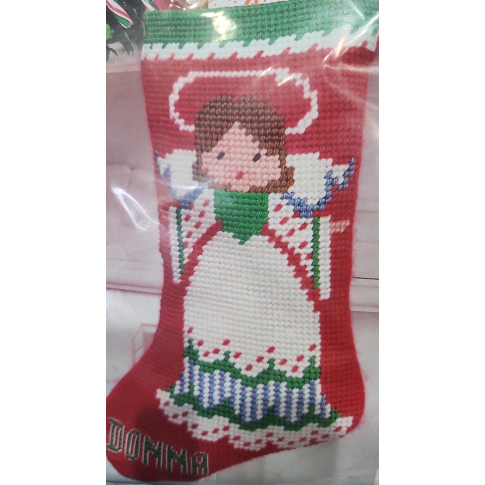 Vintage Good Shepherd Sixpoint Needlepoint Stocking Set of 2