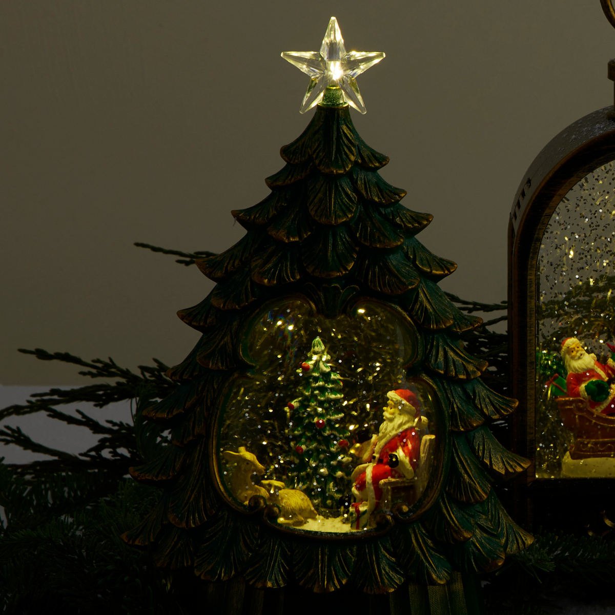LED Evergreen Tree Musical Snow Globe w/Santa