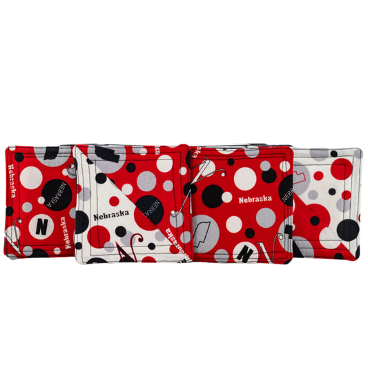 Coasters | Pack of 4 | Mutliple Designs | Lori's Specialty Designs Red + White Nebraska Design