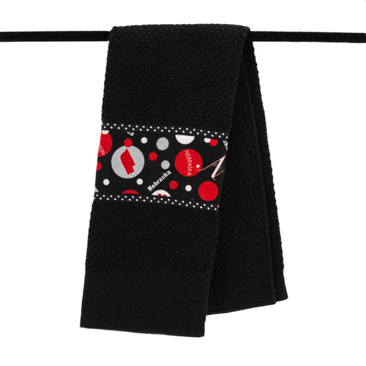 Tea Towel | Multiple Designs | Lori's Specialty Designs Black Towel With Nebraska Design