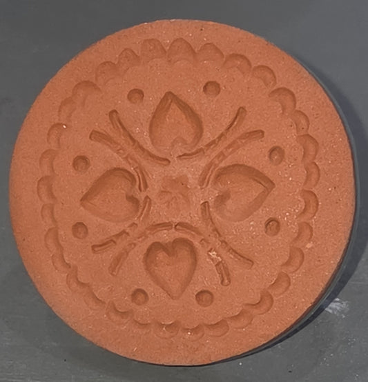 Vintage Cookie Stamp Rycraft Terra Cotta Heart & Floral Pattern As Is