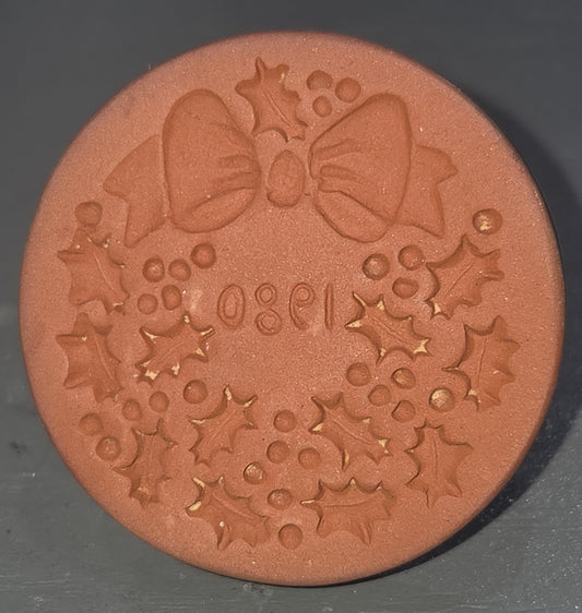 Vintage Cookie Stamp Rycraft Terra Cotta Wreath Pattern Dated 1980