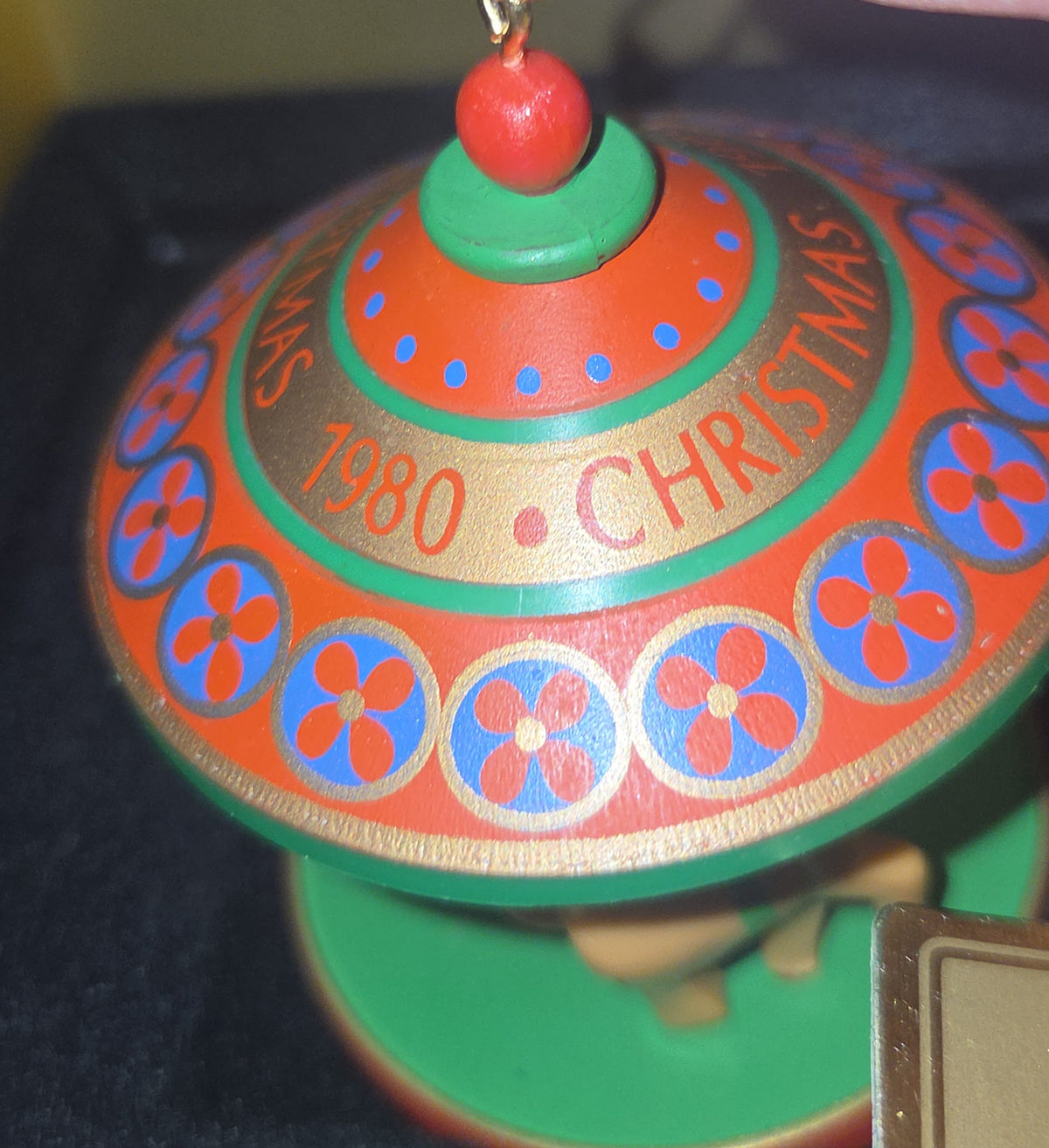 Vintage Hallmark Tree-Trimmer Ornament 1980 Merry Carousel Twirl About Motion 3rd in Series Santa Reindeer