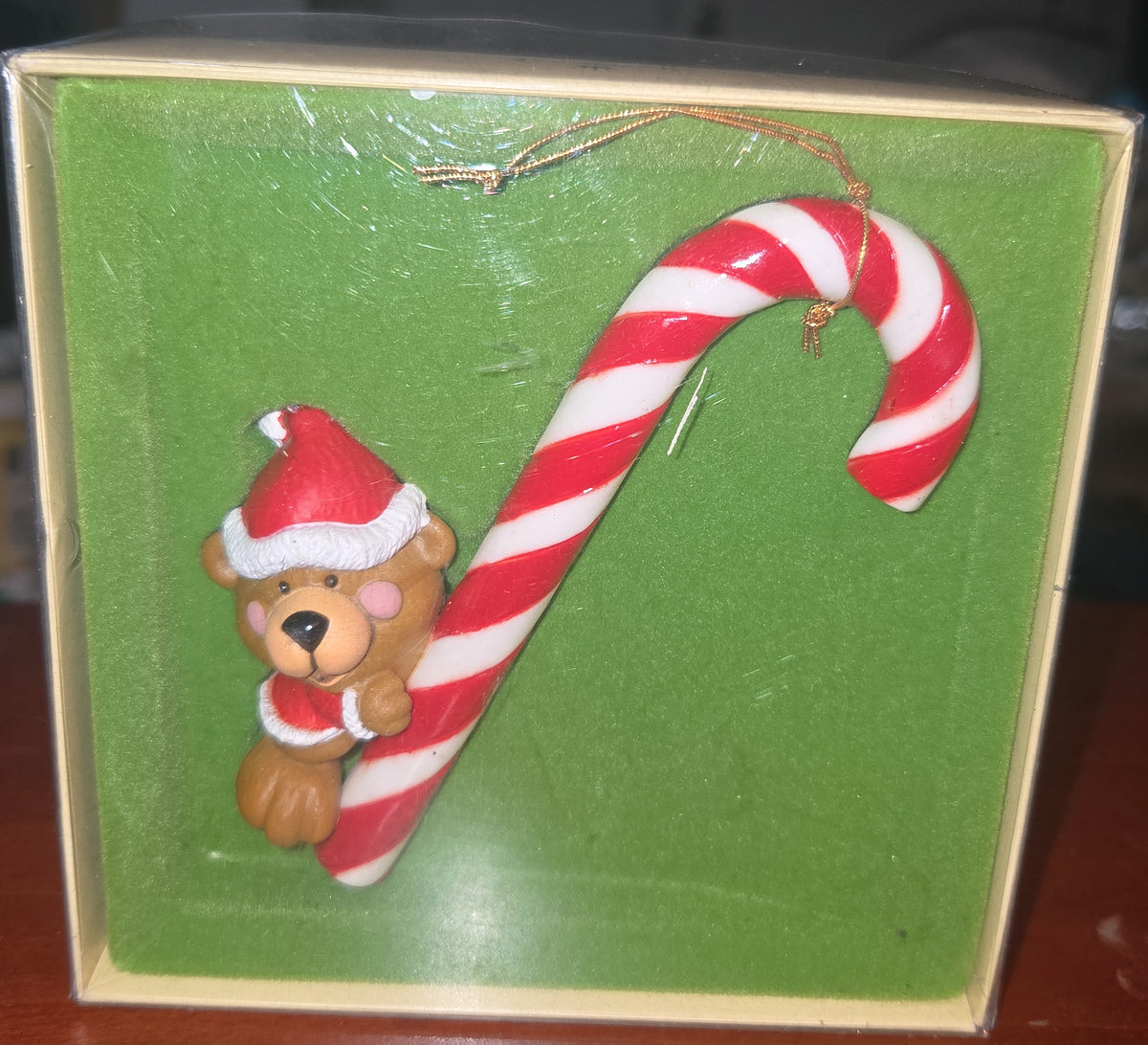 Vintage Hallmark Tree-Trimmer Ornament A Christmas Treat Bear Candy Cane 1979