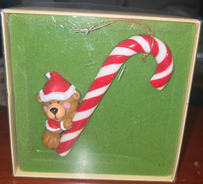 Vintage Hallmark Tree-Trimmer Ornament A Christmas Treat Bear Candy Cane 1979