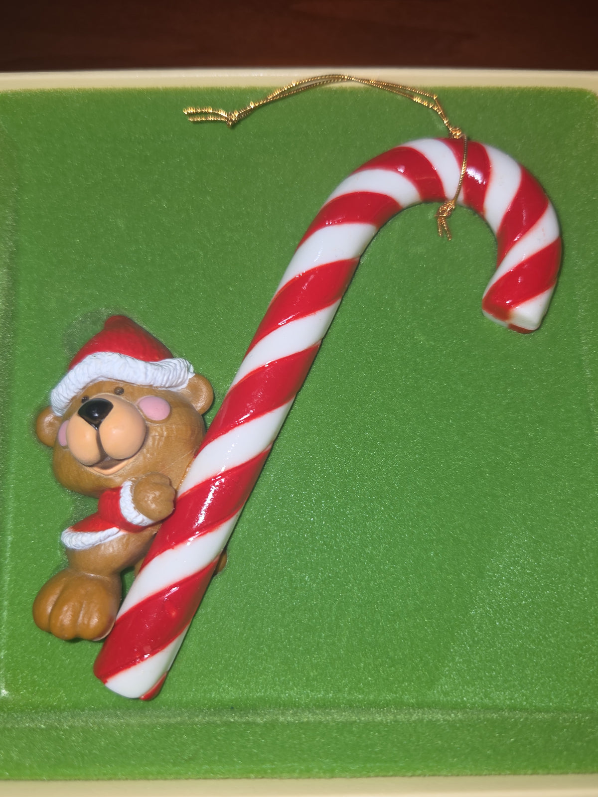 Vintage Hallmark Tree-Trimmer Ornament A Christmas Treat Bear Candy Cane 1979