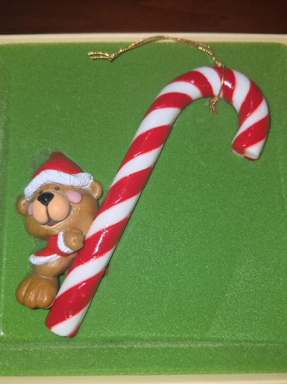 Vintage Hallmark Tree-Trimmer Ornament A Christmas Treat Bear Candy Cane 1979