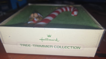 Vintage Hallmark Tree-Trimmer Ornament A Christmas Treat Bear Candy Cane 1979