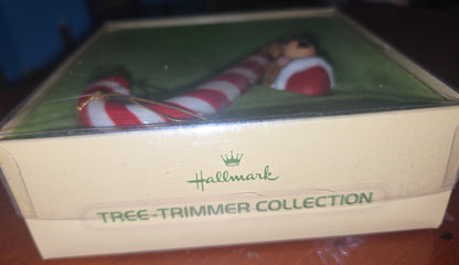 Vintage Hallmark Tree-Trimmer Ornament A Christmas Treat Bear Candy Cane 1979