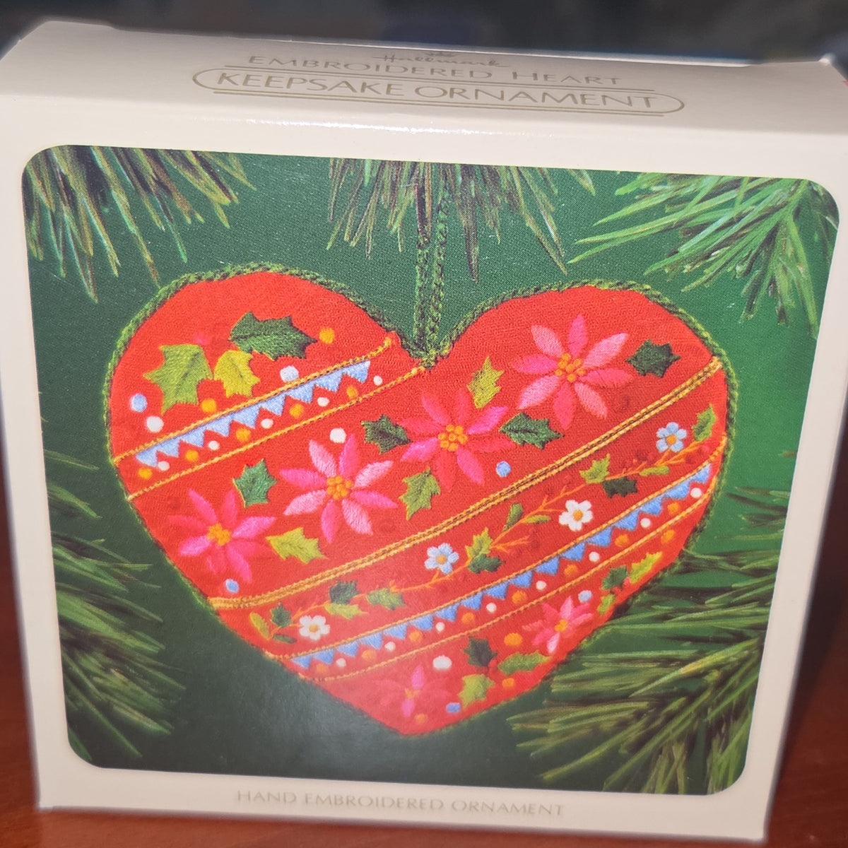 Christmas Ornament Hallmark Hand Embroidered Heart Vintage 1981 Holiday Keepsake