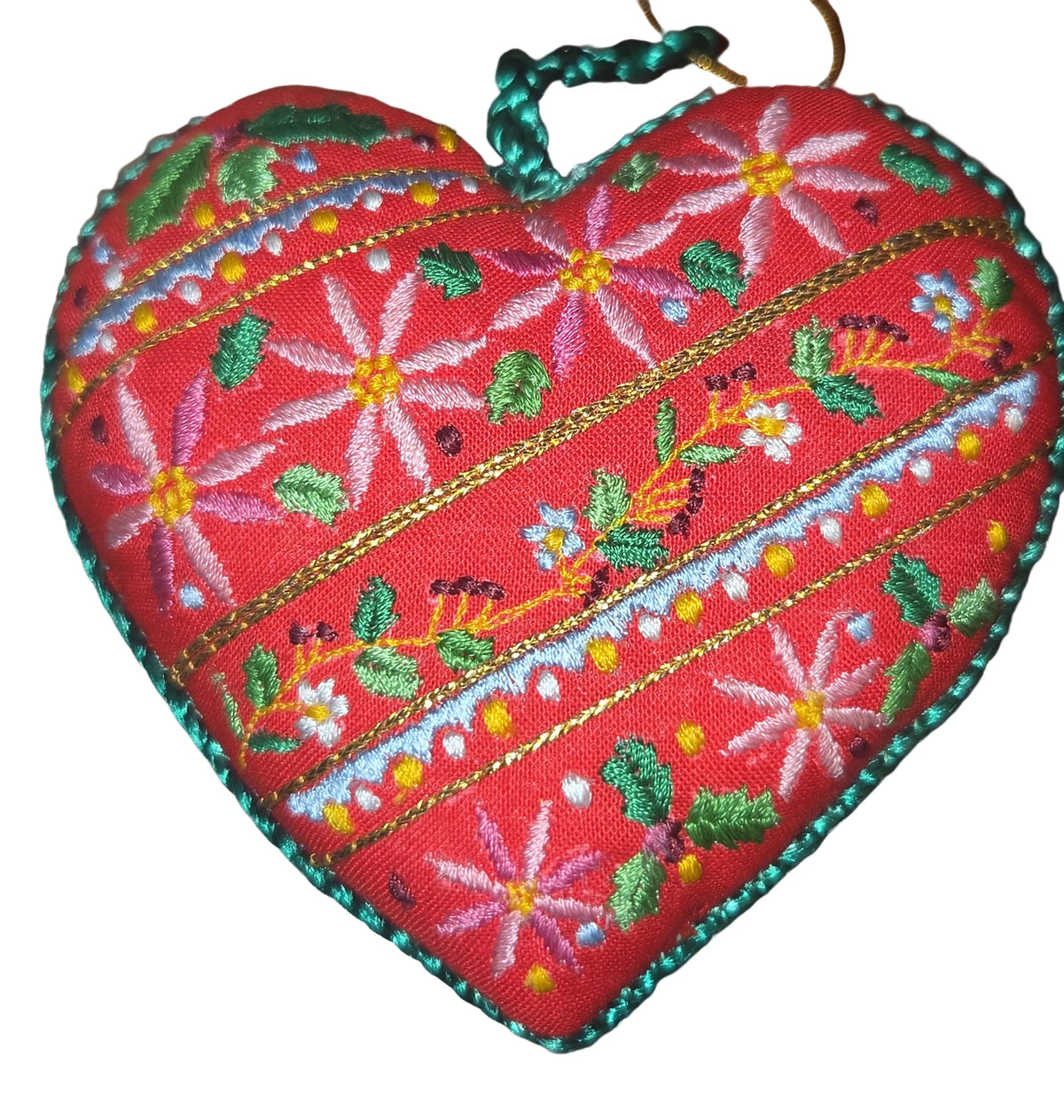 Christmas Ornament Hallmark Hand Embroidered Heart Vintage 1981 Holiday Keepsake