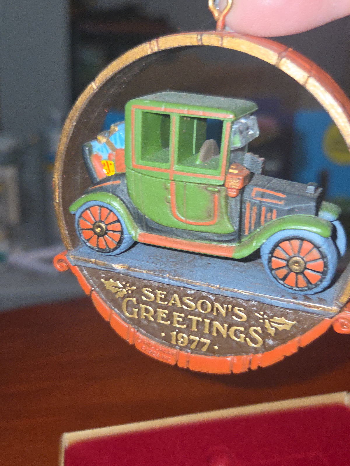 Vintage Hallmark Season's Greetings 1977 Hallmark Nostalgia Ornament Antique Car w/ Original Box
