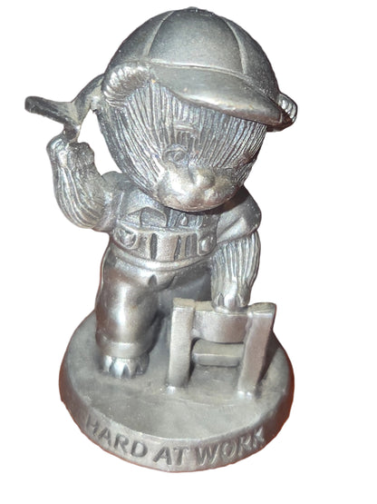 Vintage Avon Pewter Benjamin Bearington Little Bear Hard at Work Paper Airplane No Box