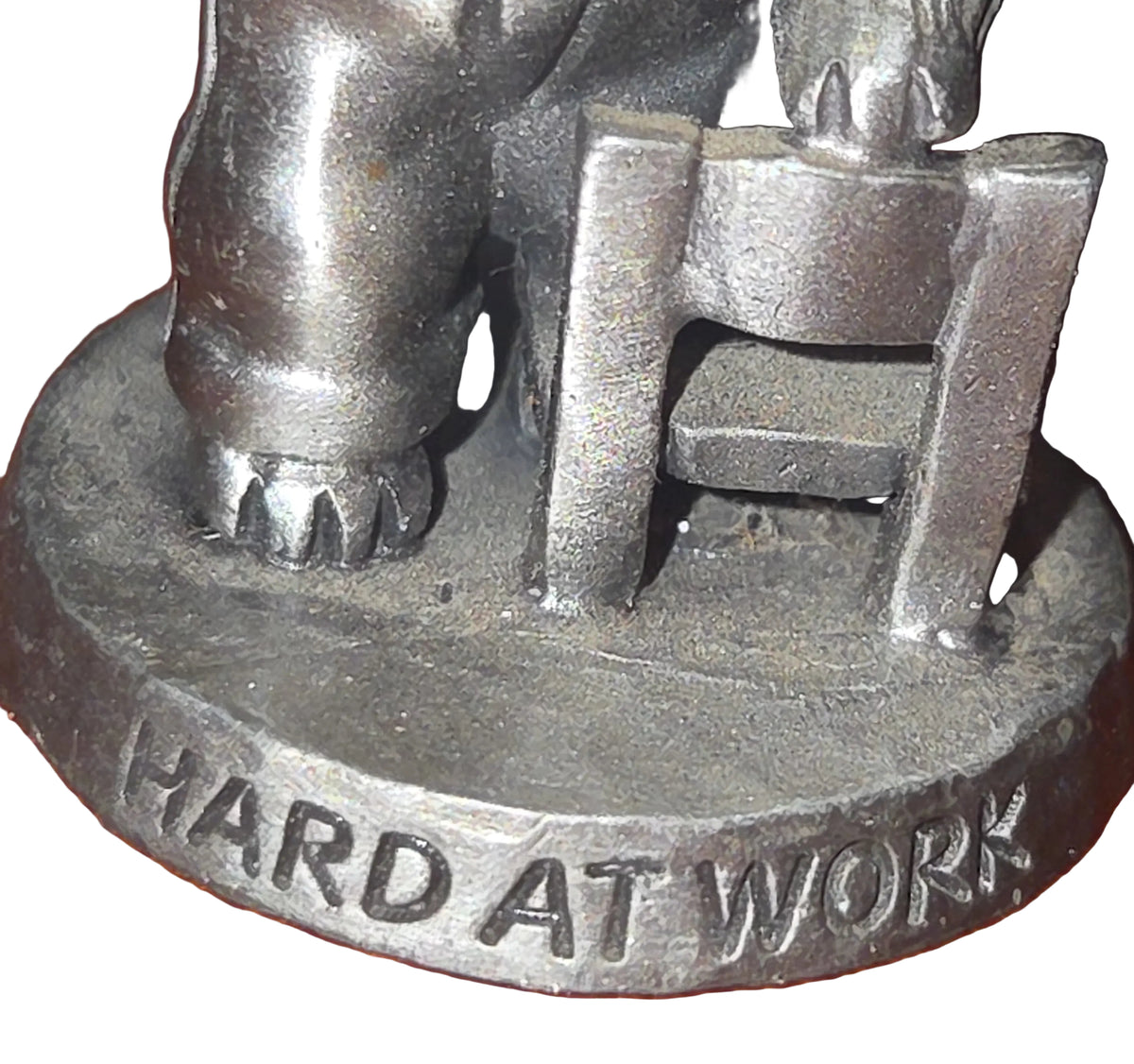 Vintage Avon Pewter Benjamin Bearington Little Bear Hard at Work Paper Airplane No Box