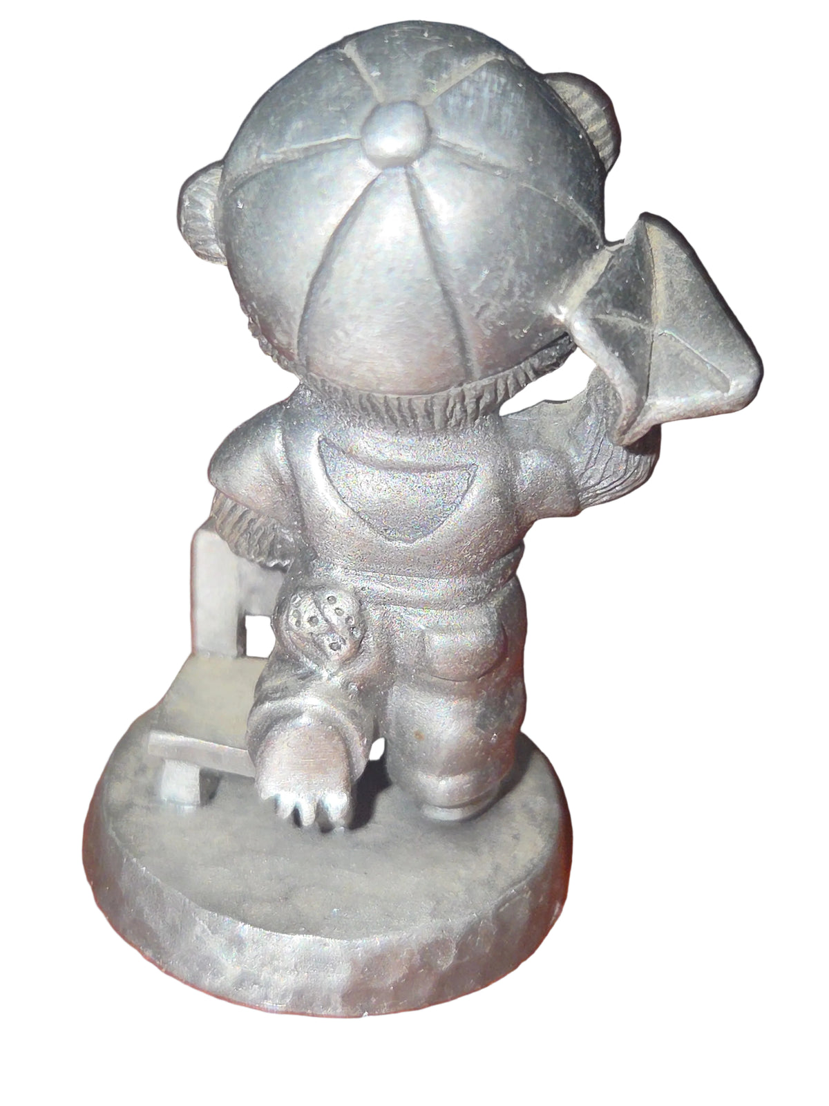 Vintage Avon Pewter Benjamin Bearington Little Bear Hard at Work Paper Airplane No Box
