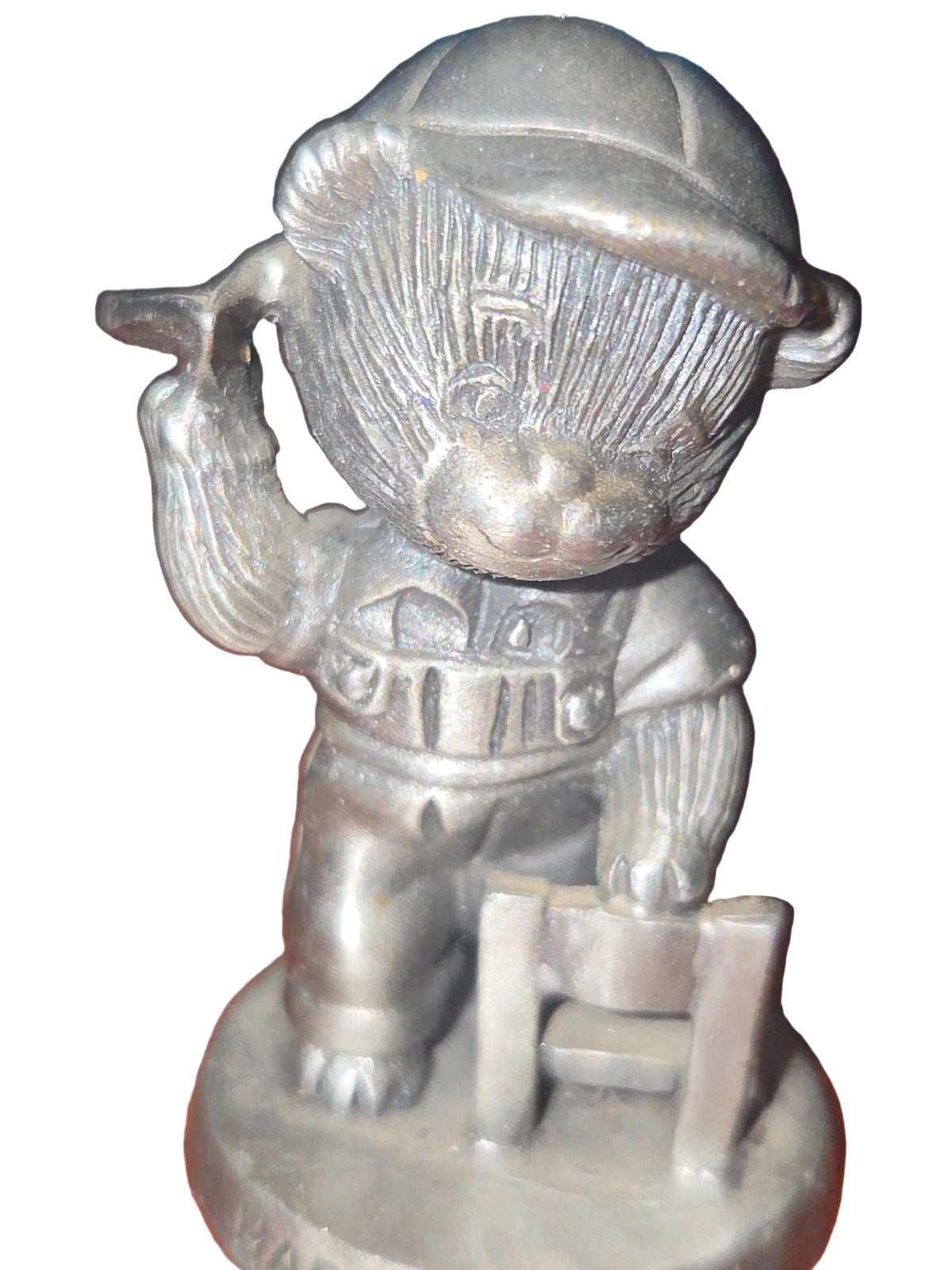 Vintage Avon Pewter Benjamin Bearington Little Bear Hard at Work Paper Airplane No Box