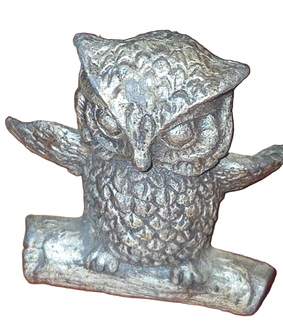 Vintage Mini Pewter Pewter Barn Owl on Tree Branch