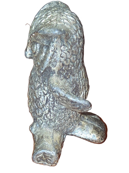 Vintage Mini Pewter Pewter Barn Owl on Tree Branch