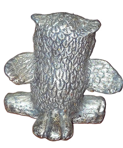 Vintage Mini Pewter Pewter Barn Owl on Tree Branch