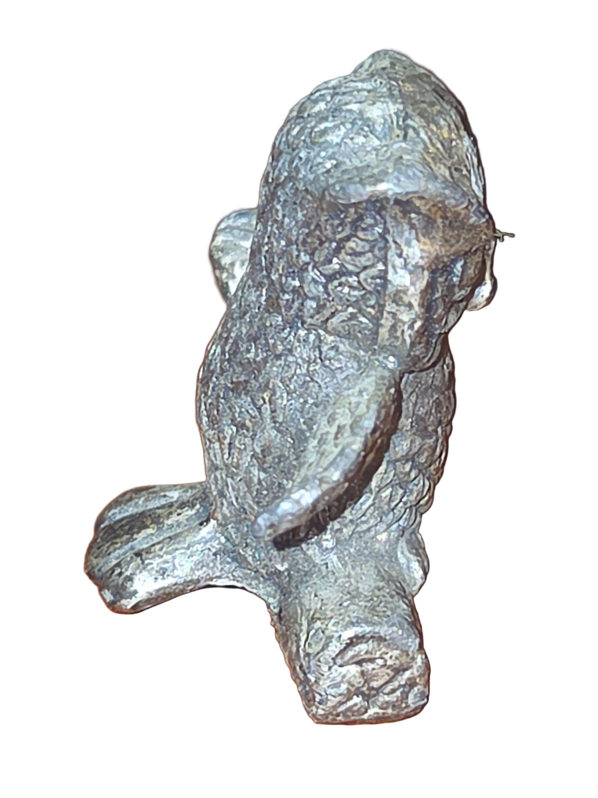 Vintage Mini Pewter Pewter Barn Owl on Tree Branch