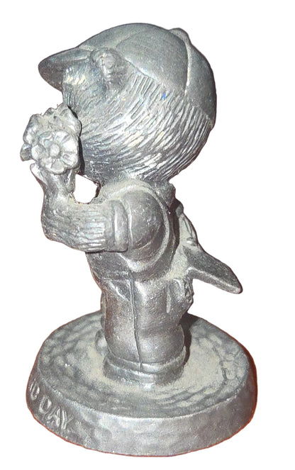 Vintage Avon Pewter Benjamin Bearington Little Bear Report Card Day Flowers