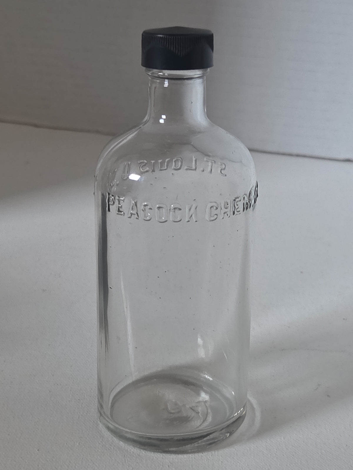 Vintage Medicine Bottle Peacock Chem. Co. St. Louis, USA 6 Inches tall Owens vmb11