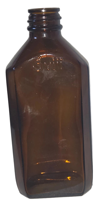Vintage Medicine Bottle Mederne Oval Shape Amber Glass 8 oz 3vii vmb70