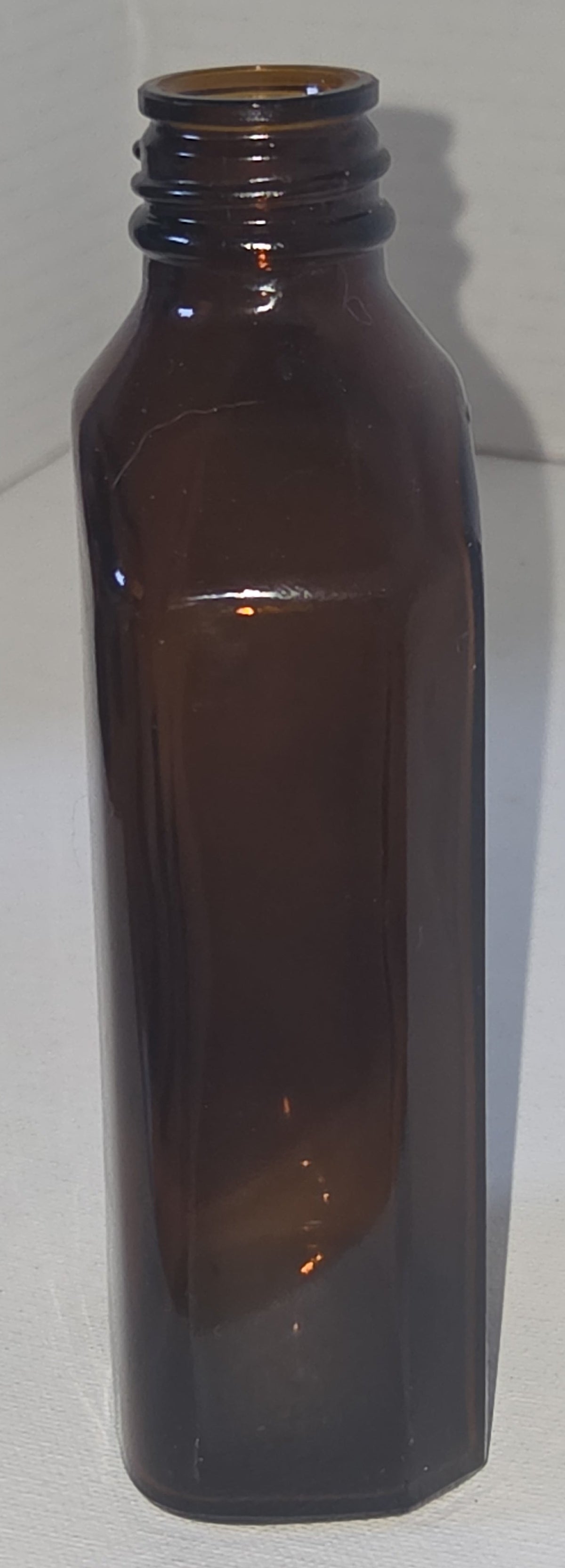 Vintage Medicine Bottle Mederne Oval Shape Amber Glass 8 oz 3vii vmb70
