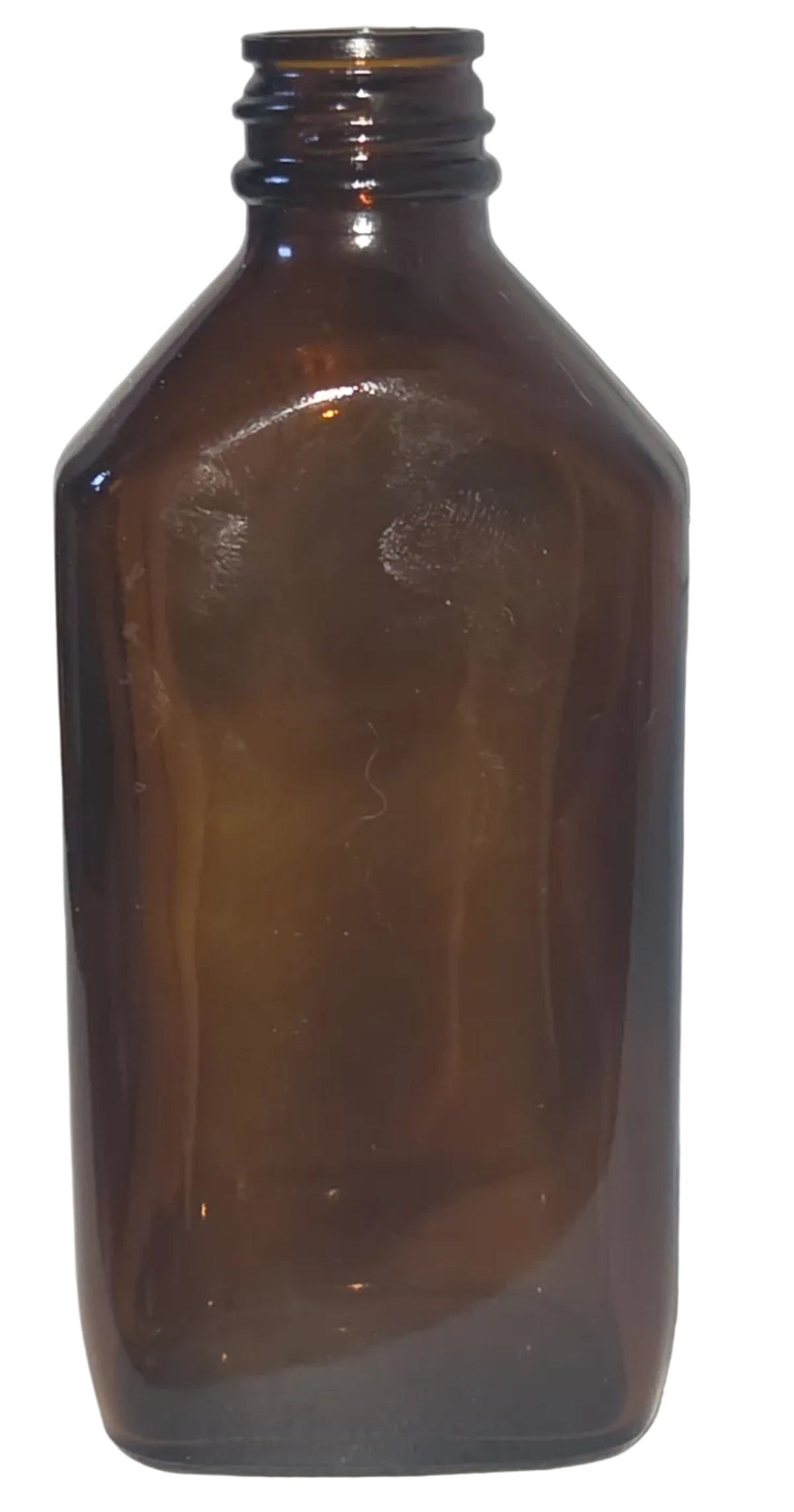 Vintage Medicine Bottle Mederne Oval Shape Amber Glass 8 oz 3vii vmb70