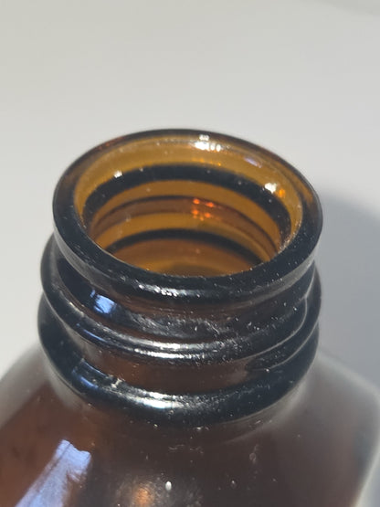 Vintage Medicine Bottle Mederne Oval Shape Amber Glass 8 oz 3vii vmb70
