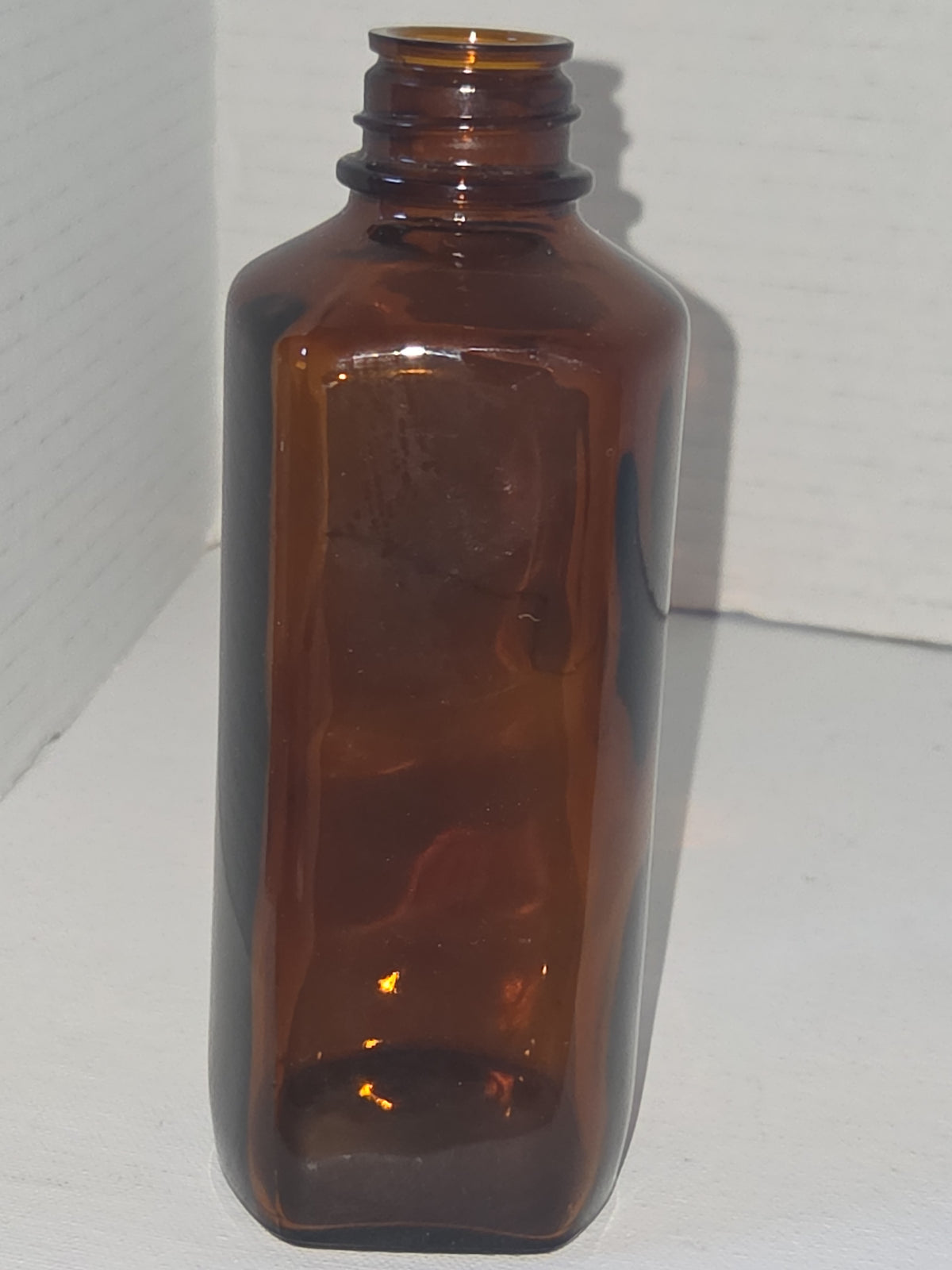 Vintage Medicine Bottle Amber Glass blake laboratory oval or Serum shaped