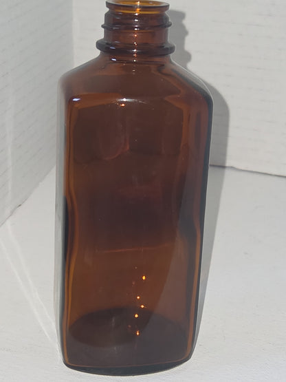 Vintage Medicine Bottle Amber Glass blake laboratory oval or Serum shaped