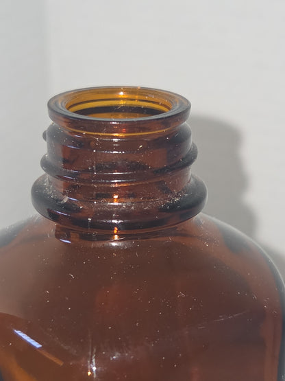 Vintage Medicine Bottle Amber Glass blake laboratory oval or Serum shaped