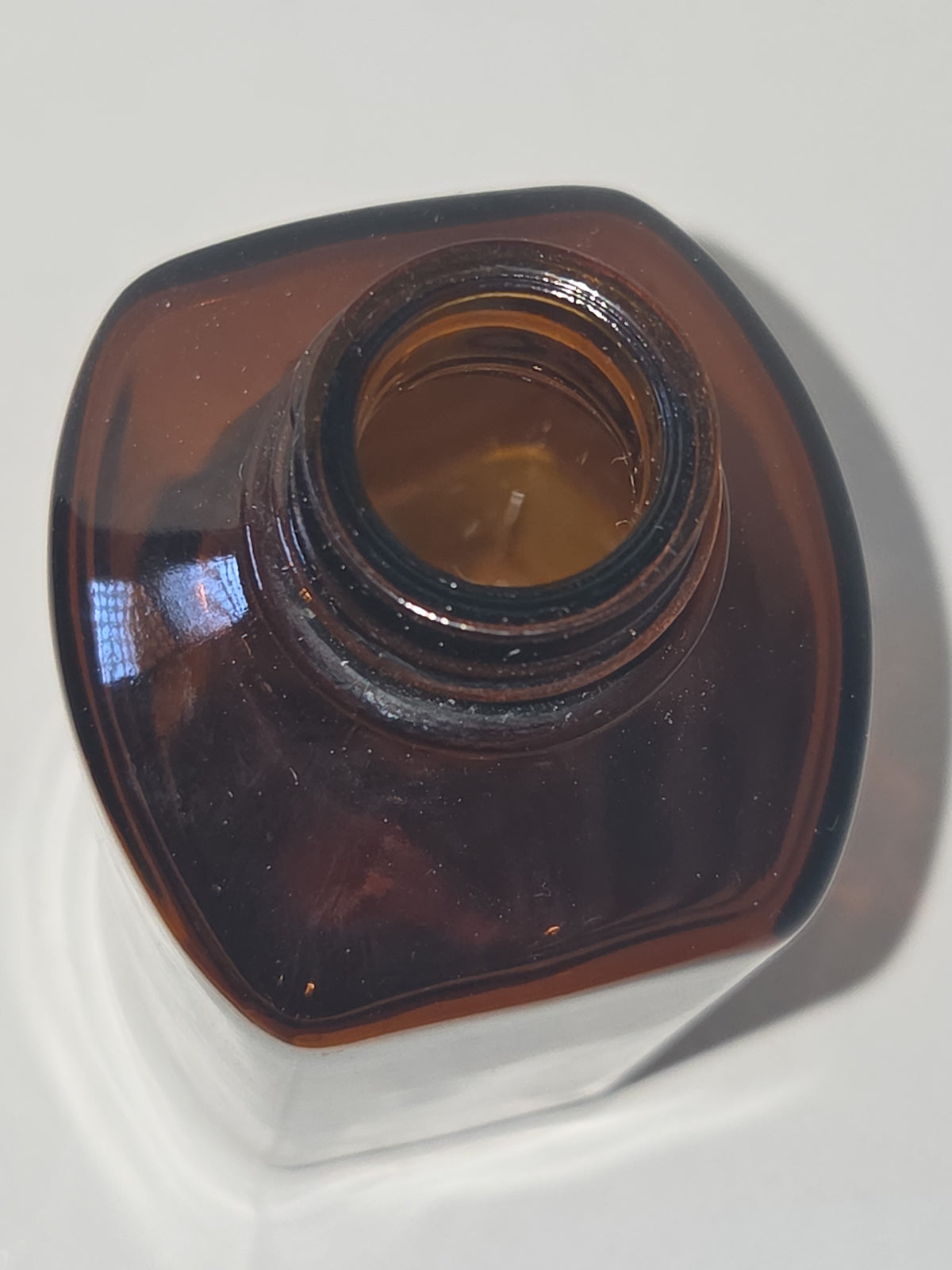 Vintage Medicine Bottle Amber Glass blake laboratory oval or Serum shaped