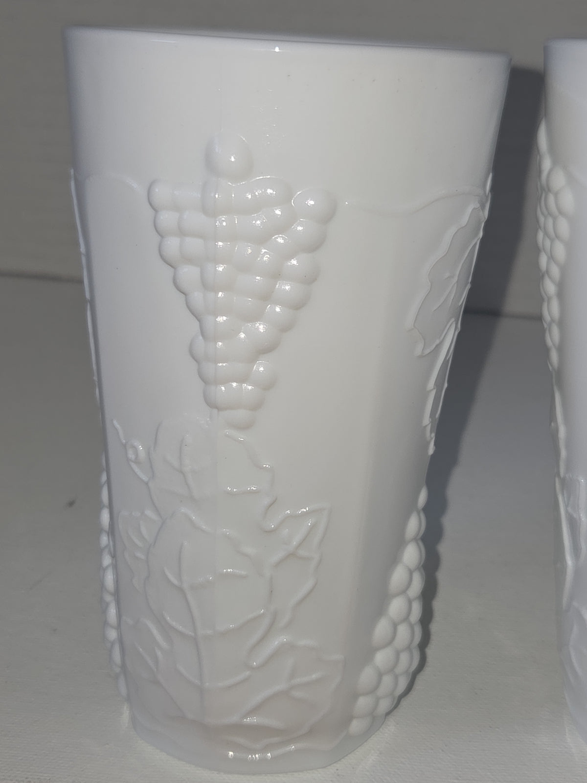 Vintage Milk Glass Indiana Glass Colony Harvest Grape Pattern Set of two 12 oz Water Glass