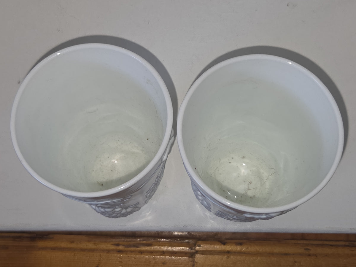 Vintage Milk Glass Indiana Glass Colony Harvest Grape Pattern Set of two 12 oz Water Glass