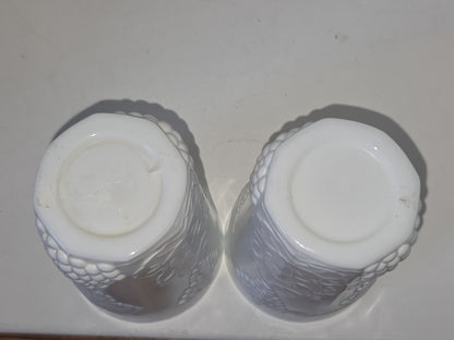 Vintage Milk Glass Indiana Glass Colony Harvest Grape Pattern Set of two 12 oz Water Glass