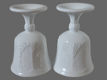 Vintage Milk Glass Indiana Glass Colony Harvest Grape Pattern Footed Water Goblets Set Of 2