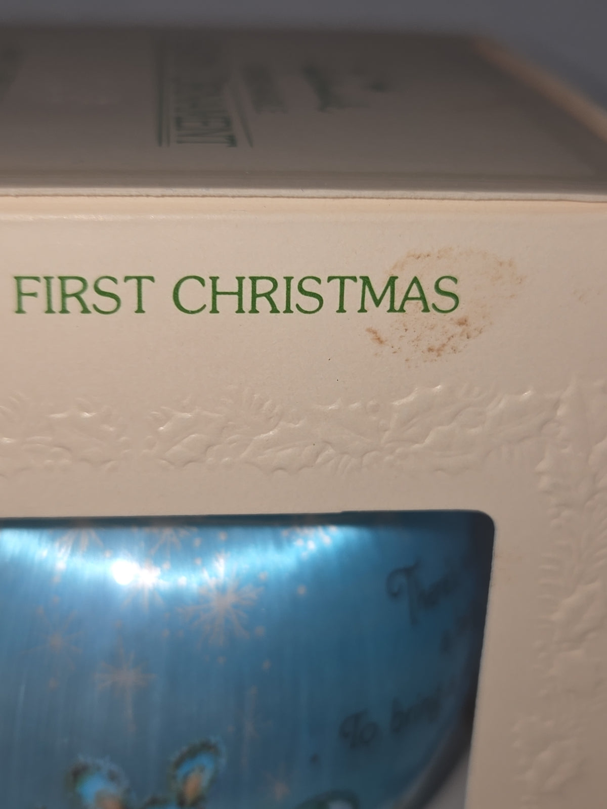 Vintage 1981 Hallmark Baby’s First Christmas Ornament | Blue Satin Ball | Boxed (Copy)